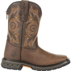 Georgia Boot Carbo-Tec LT Big Kids Brown Pull-On Boot -Georgia Boots Deals GB00342Y 8 LARGE